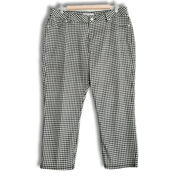 NYGARD | Buffalo Check Print Pull-On Ankle Crop Comfy Stretch Pants B&W Sz 16 - Picture 12 of 12